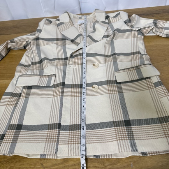 Maison d'Amélie Paris oversized blazer neutral Plaid Double Breasted large - Picture 7 of 11